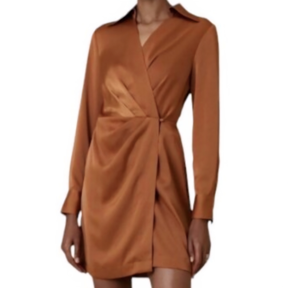 Banana Republic Collared Wrap Dress Adobe Brick